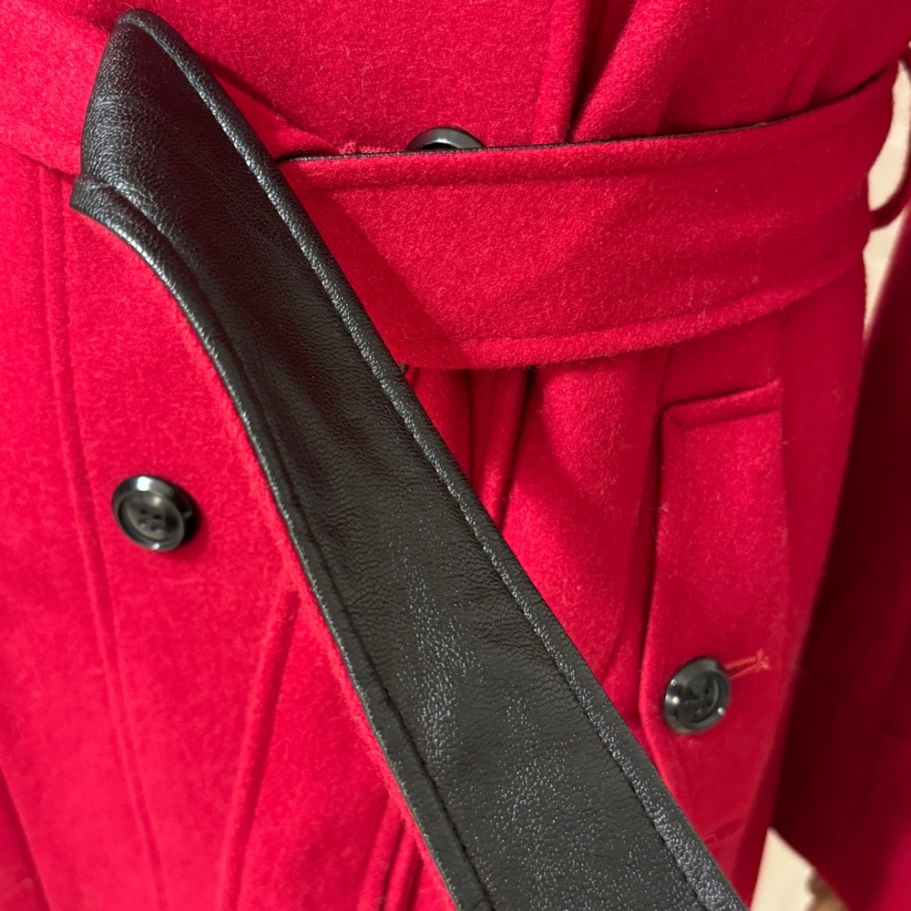 ANA Wool Red Double Breasted Jacket Coat Sz Medium - Picture 8 of 16